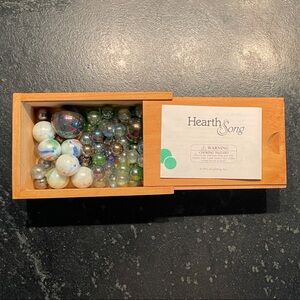 Vintage Marbles Game in Wooden Storage Box